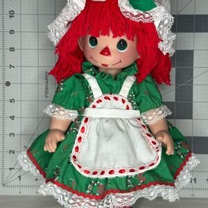 Precious Moments Green and Red Doll with Lace Details